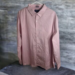 Fairlane Button Down Shirt XL Red Blue Men’s Collared Plaid Check Career Dress